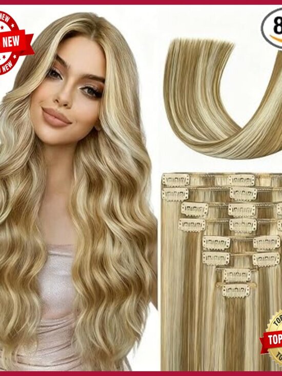 22 Inch Real Human Hair Clip In Extensions 110g 8pcs Salon Quality